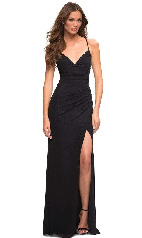 La Femme - 30418 Spaghetti Strap Ruched Gown