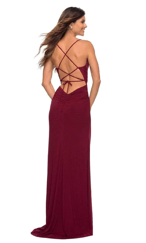 La Femme - 30418 Spaghetti Strap Ruched Gown