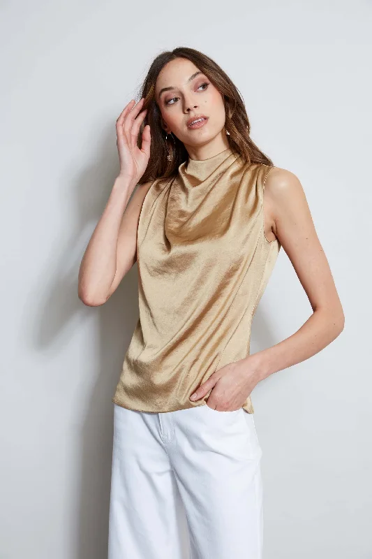 Satin Draped Neck Top