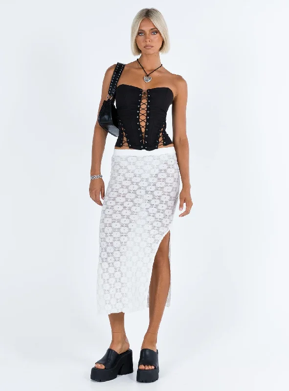 Focus On Yourself Midi Skirt White