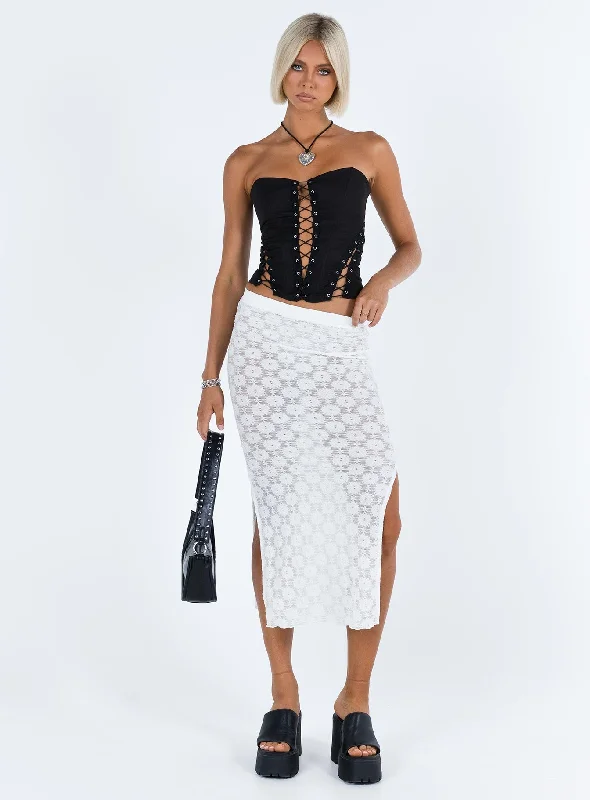 Focus On Yourself Midi Skirt White