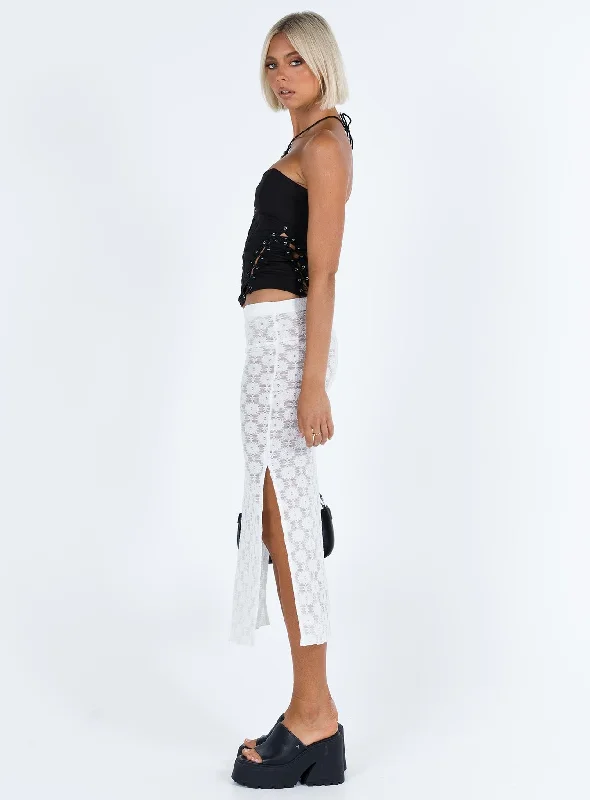 Focus On Yourself Midi Skirt White