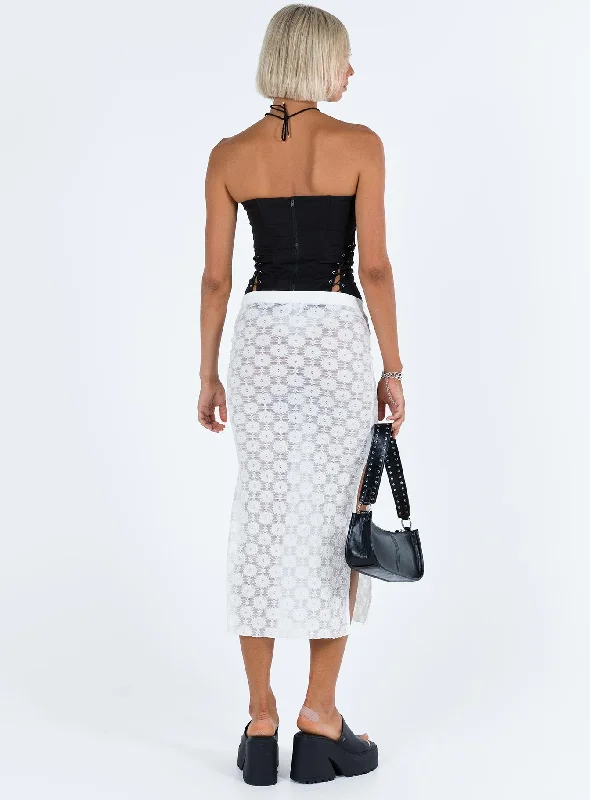 Focus On Yourself Midi Skirt White