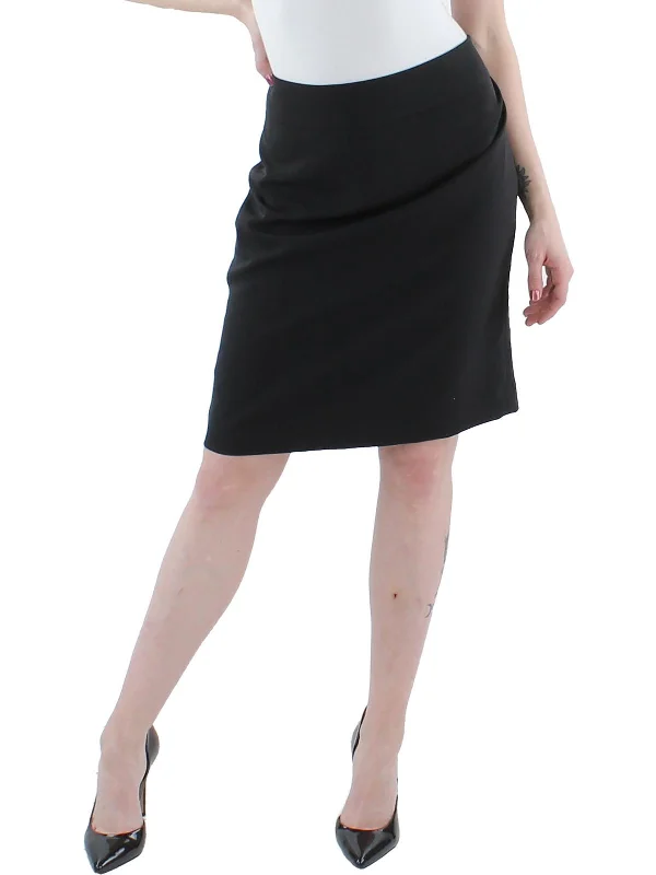 Petites Womens Knit Back Slit Pencil Skirt